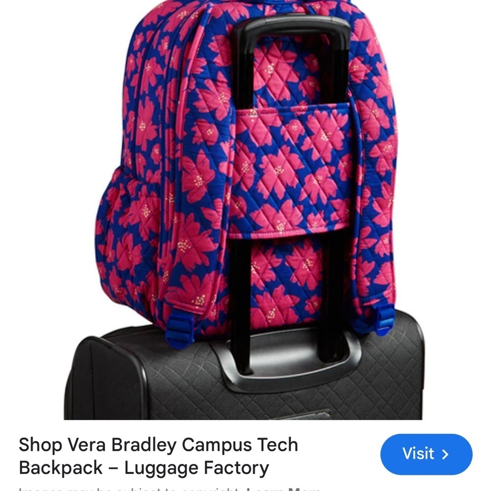 Vera Bradley Women's Signature Cotton Campus Tech Backpack, Art Poppies - Picture 5 of 16